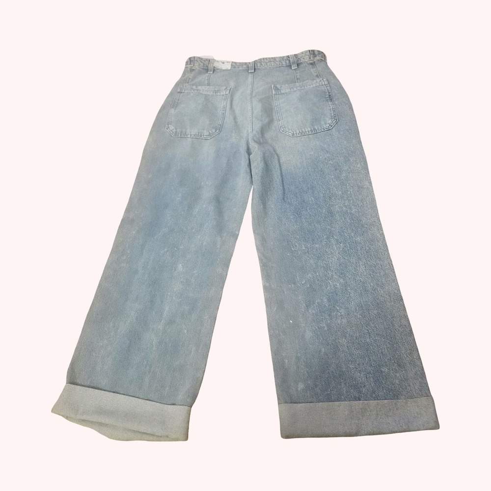 Free People Wide Leg Jeans Womens 31 Light Wash‎ Boho Relaxed Denim NWT - Picture 2 of 7